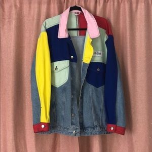asos design x glaad & denim jacket in color block